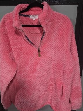 Pink Sherpa Quarter‑Zip Pullover Jacket